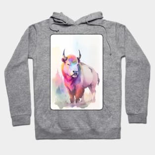 Bison Watercolor Portrait 1 Hoodie